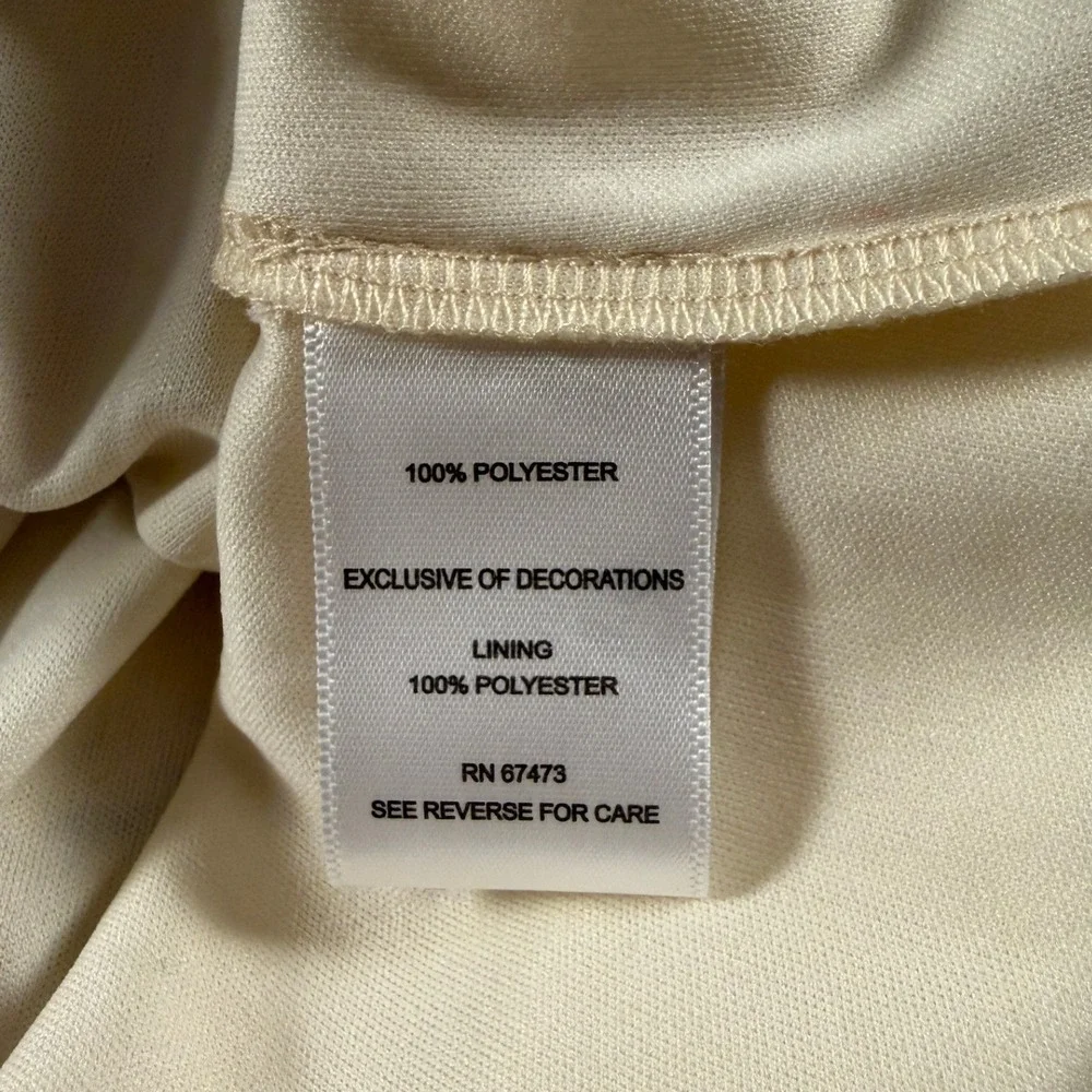 Taylor Floral Chiffon Tiered Mini Dress Cream Pink Smocked Waist Size M‎ - Picture 8 of 9